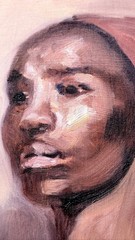 Signed Original Oil Painting African Lady Aissa Maiga Portrait 5×7 on Art Board