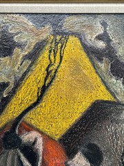 MID CENTURY PAINTING SURREALIST LANDSCAPE MODERNISM MEXICAN VOLCANO MEXICO LOCO