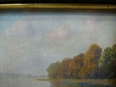 (B1294) Small Oil Painting „Waters at the Edge of the Forest“ illegibly signed