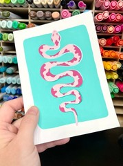 Gouache Original Painting | Pink Snake | Art by Shay Maven