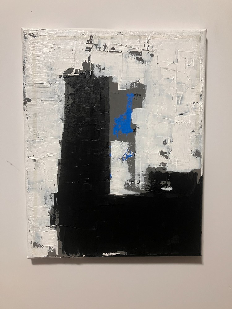 Brutalist 11×14 Black and White Mid Century Modern 8×10 Canvas Small Painting