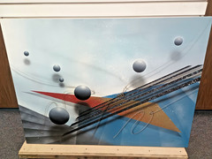 Joseph Kugler abstract painting, space theme. Airbrushed. Signed. DS07