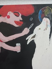 WOMAN AND DOG PAINTING 12×16 (FUN WITH BUBBLES) ORIGINAL AND SIGNED