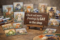 Original Painting Squirrel Umbrella Art By GAT