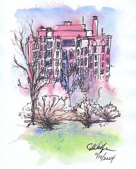 Wyndham Apartments Sheridan Road Chicago Ink & Wash Painting 8 X 10 W23