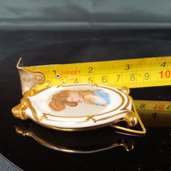 22K Gold Limoges France Porcelain Portrait Art, Miniature Frame, Victorian Woman