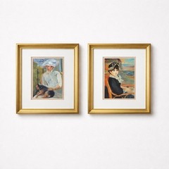 Pair of 2 Fine Art Reproductions Renaissance impressionist Paintings 1880s
