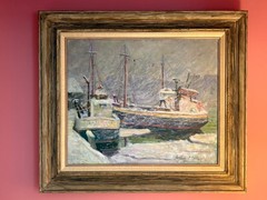 Arthur R. Safford Nautical Painting Original Oil on Canvas Boston Artist