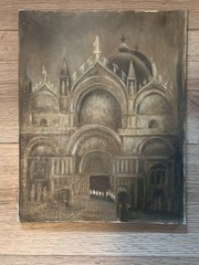 Original Oil Painting St Mark’s Basilica Venice Signed I Bailey 11×14.5
