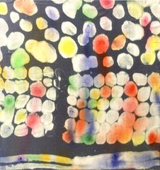 Hand Painted Colorful Abstract Pattern 9×9 Acrylic on Wood, Holly Hammond