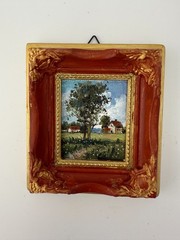 Tiny Masterpiece, Handmade Landscape Painting with Rustic Cottage Vintage frame