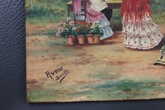 RARE Rubio Sevilla Fiesta/Family Gathering Orig. Oil on Board App. 7.25″ X 5.25″