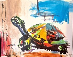 Original Abstract 11×14 Animal Acrylic Painting Signed Vibrant Home Decor P229