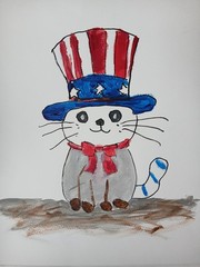 Expressionism/Abstract Kitty America 11 x 14 Signed Colorful Street Art Painting