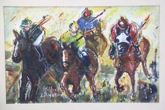 Mildred Zimmerman Horse Racing Art Original Watercolor Hand Signed Make an Offer