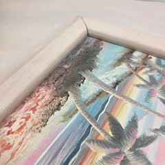 Taylor Signed Beach Tropical Island Palm Ocean Painting Wooden Frame 12×10