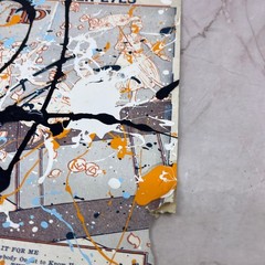 Original Abstract Art Painting „Going Up“ on Antique Sheet Music