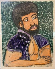 Folk Native Art Acrylic Colorful African Boy by Artist Betty Sue Matthews LGBTQ