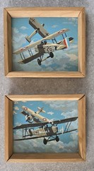 Vtg World War WW1 Fighting French Breguet Aviation Airplane Paint By Number Pair