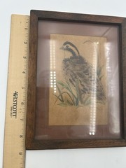 Vintage Susan Pifer Watercolor Quail Picture 8 5/8″ x 6 5/8″