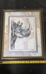 Phyllis Knight Framed Rhino Art Print – Safari Wildlife Wall Decor