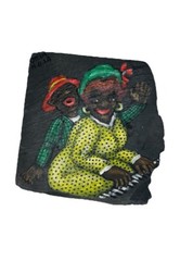 2 Vtg Hand Painted Roof Slate Art New Orleans signed Otela N.O.L.A.