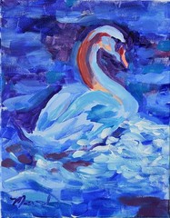 Original 11×14 Impressionist Swan Farm Painting Acrylic Canvas Signed Decor