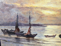 Listed Hans Münnich 1892-1970 German Seascape Boats Impressionist original oil