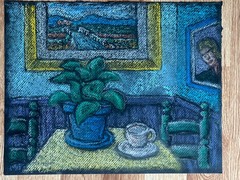 STEVE KRIEGER PASTEL PAINTING ON BLACK PAPER SANTA FE ARTIST 80’S 12.75″ X 10″