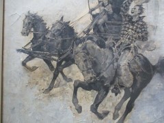 ANTIQUE OIL PAINTING ILLUSTRATION ART 1910’S WESTERN WAGON HORSE COWBOY ART OLD