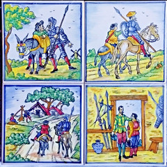 J.Roig RARE VTG HandPainted 12 Tiles Barcelona 6″ x 6″ Signed Artist JRoig