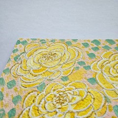 5×7 small abstract spring floral painting yellow golden peach cottagecore granny