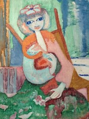 Nadine BOERI VEFOUR Portrait Young Woman French Oil Canvas Painting Signed