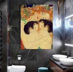 Art Canvas Mother Love Twins Baby by Gustav Klimt Canvas 12” x 17”. Canvas only