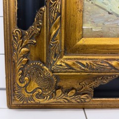 Original Oil Painting Ornate Deep Well Frame Coastal Landscape
