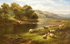 Giclee Oil Painting Classical landscape cow and sheep