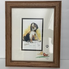 William T Zivic Watercolor Painting Puppy Love Beagle Butterfly 10.5×12.5 Inches