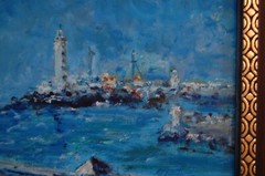 FRAMED ORIGINAL OIL EL MORRO CASTLE HAVANA BAY, CUBA ARTIST: HECTO VIDAL