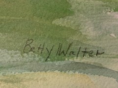 Vintage/Antique Betty Walter „Flower Girl“ Framed Watercolor Painting $600 Label