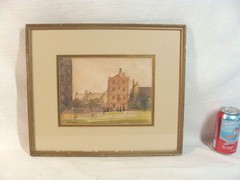 Antique 1905 Walter Hardy Cityscape Architectural W/C Painting