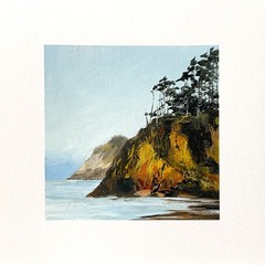 8×8 PNW Original Oil Painting Landscape Olympic National Park Coastal Art Signed