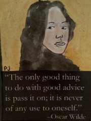 2.5 x 3.5 inches, ACEO watercolor by PJ, title: Oscar Wilde