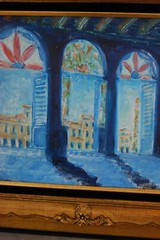 FRAMED OIL VITRALES STAINED GLASS WINDOWS OLD HAVANA, CUBA ARTIST: HECTO VIDAL