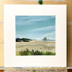 8×8 PNW Original Oil Painting Oregon Coast Cannon Beach Seascape Ocean Signed