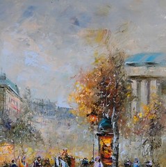 Framed French Landscape, Impression Painting, Paris Autumn Scene Signed Wall Art
