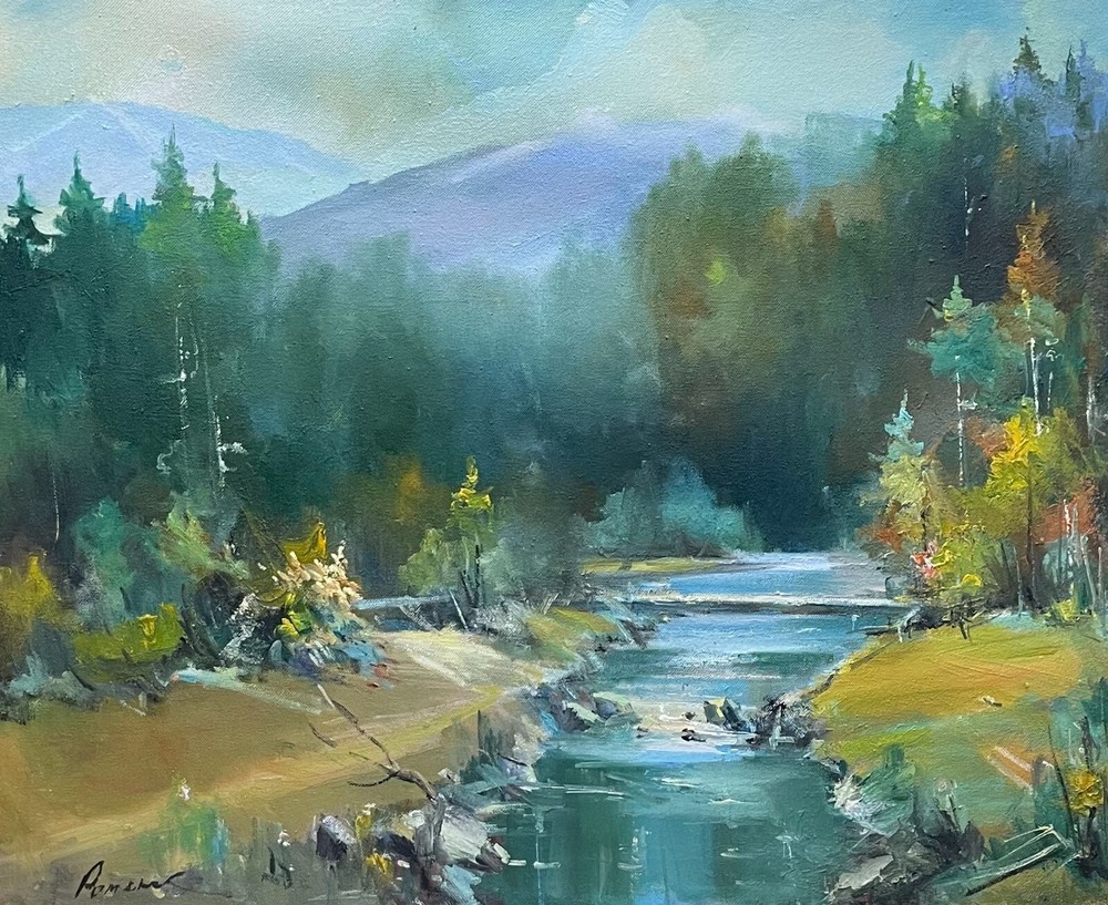 Oil painting Hoverla Ukrainian painter Canvas Framed Decor original landscape