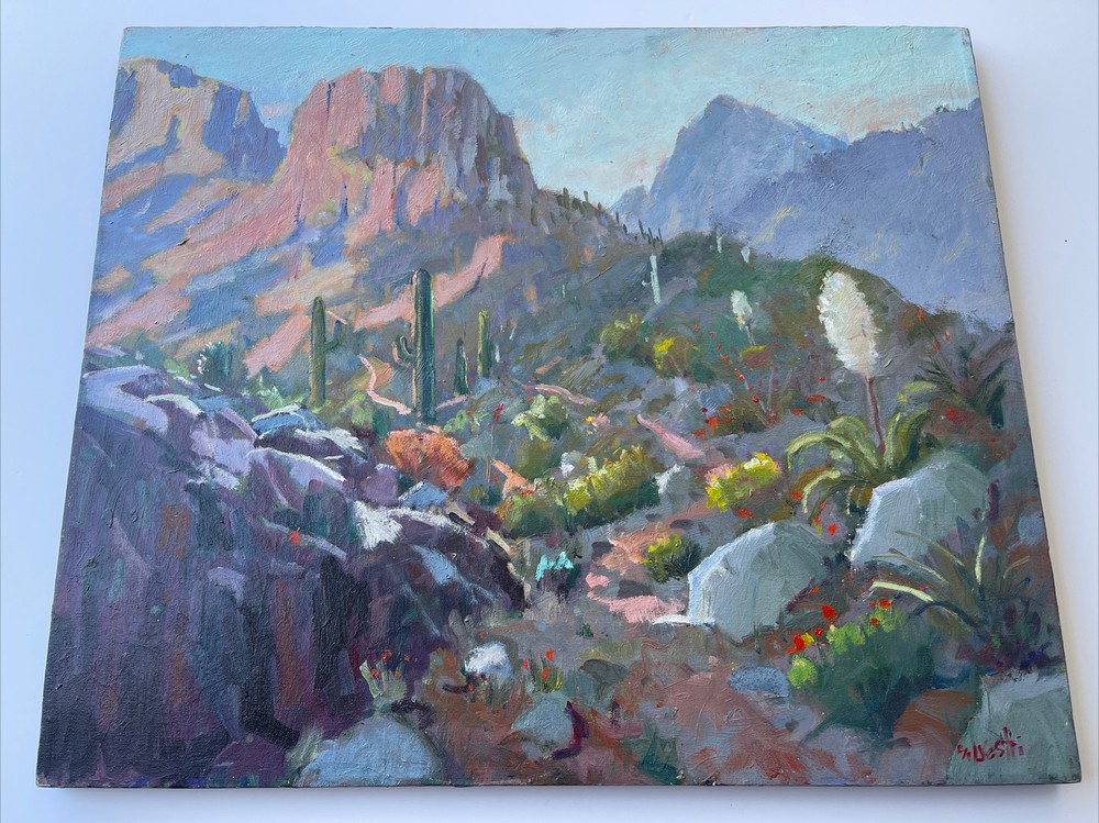 Silvio Silvestri PAINTING LANDSCAPE LISTED AMERICAN ARTIST Desert Arizona 24”