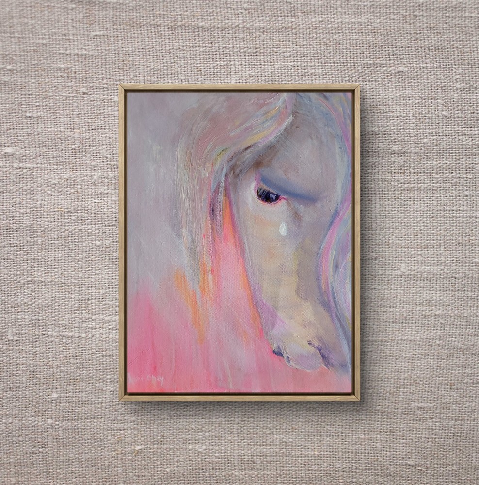 Original painting 11 X14 Contemporary Modern Horse Acrylic Canvas Signed