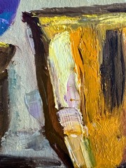 Original Oil Painting Still Life Canvas Cups Vintage Abstract Kitchen Wall Decor