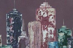 Mid-20th Century IMPASTO Abstract Buildings Oil Painting FRANK WALCUTT